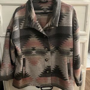Aztec Print Button Up Jacket